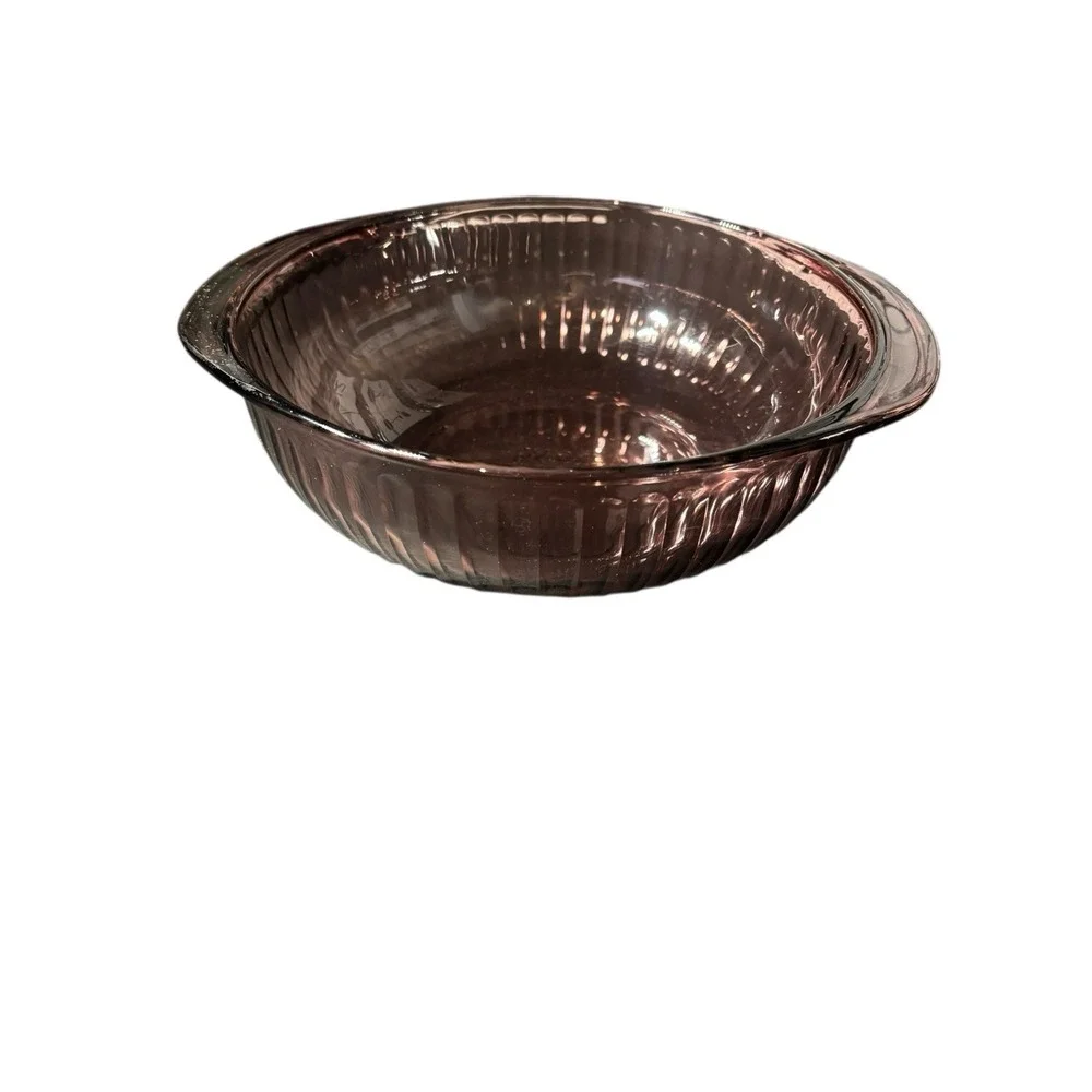 VTG Pyrex Visions Cranberry Casserole Dish Round 2 Qt 024 S - NO LID‎